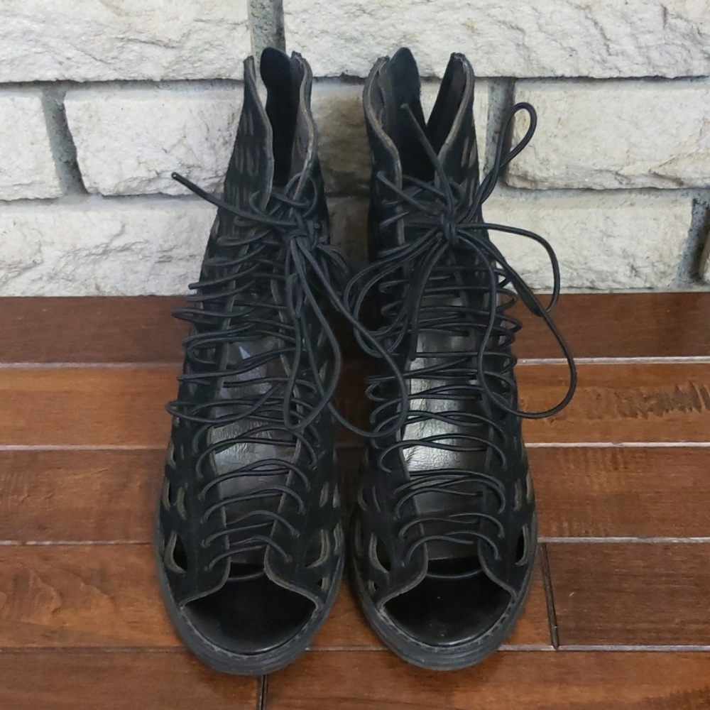 Black lace up heels